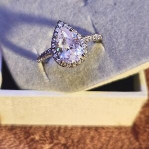 Pear Cut Moissanite & Sterling Silver Ring